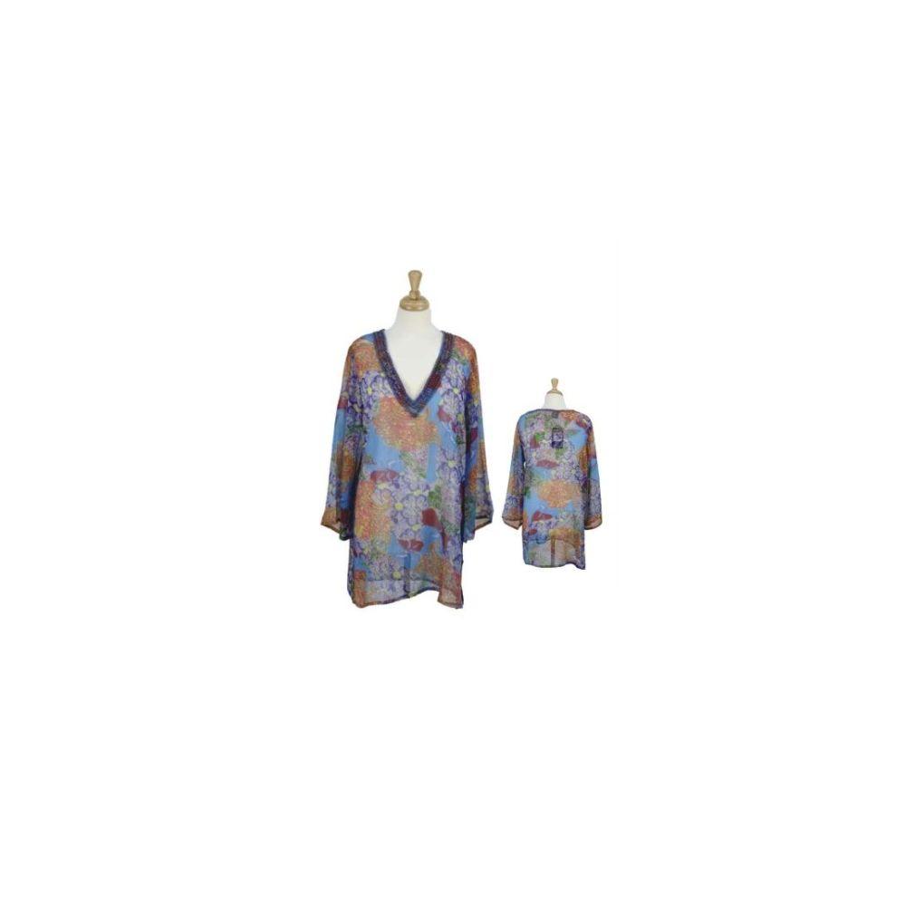 24 Wholesale Womens Spring Flowered Fashion Top Assorted Colors image