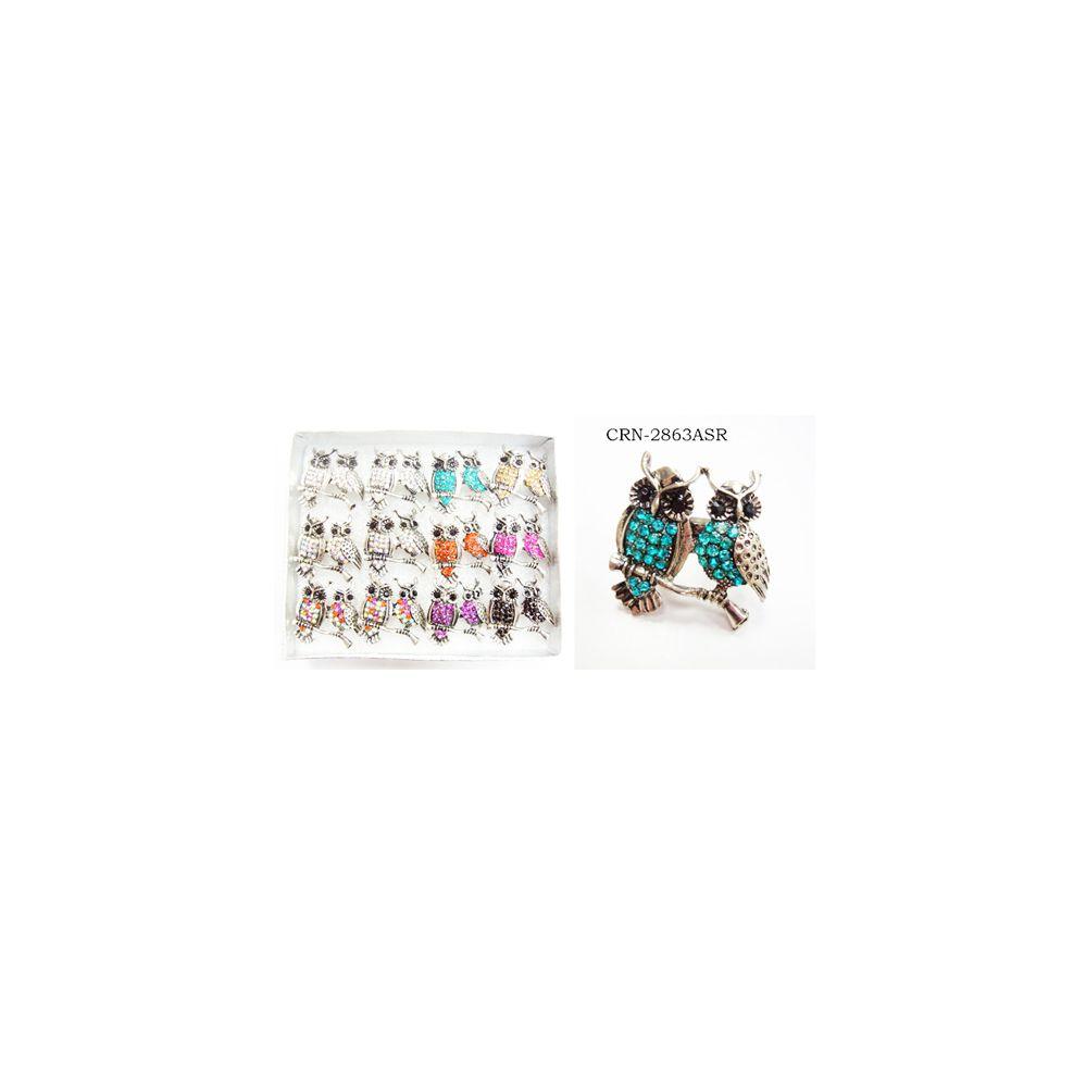 96 Wholesale Double Owls On A Branch Assorted Colors image