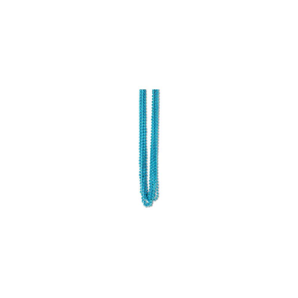 60 Wholesale 33 Inch 7mm Metallic Bead Necklaces - Turquoise 12ct image