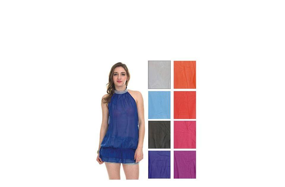 72 Wholesale Womens Fashion Tops With Rhinestone Neck image