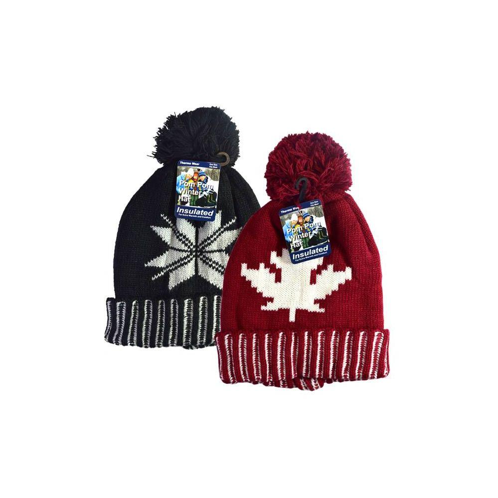 12 Wholesale Winter Pom Pom Hd Hat Leaf & Snow image