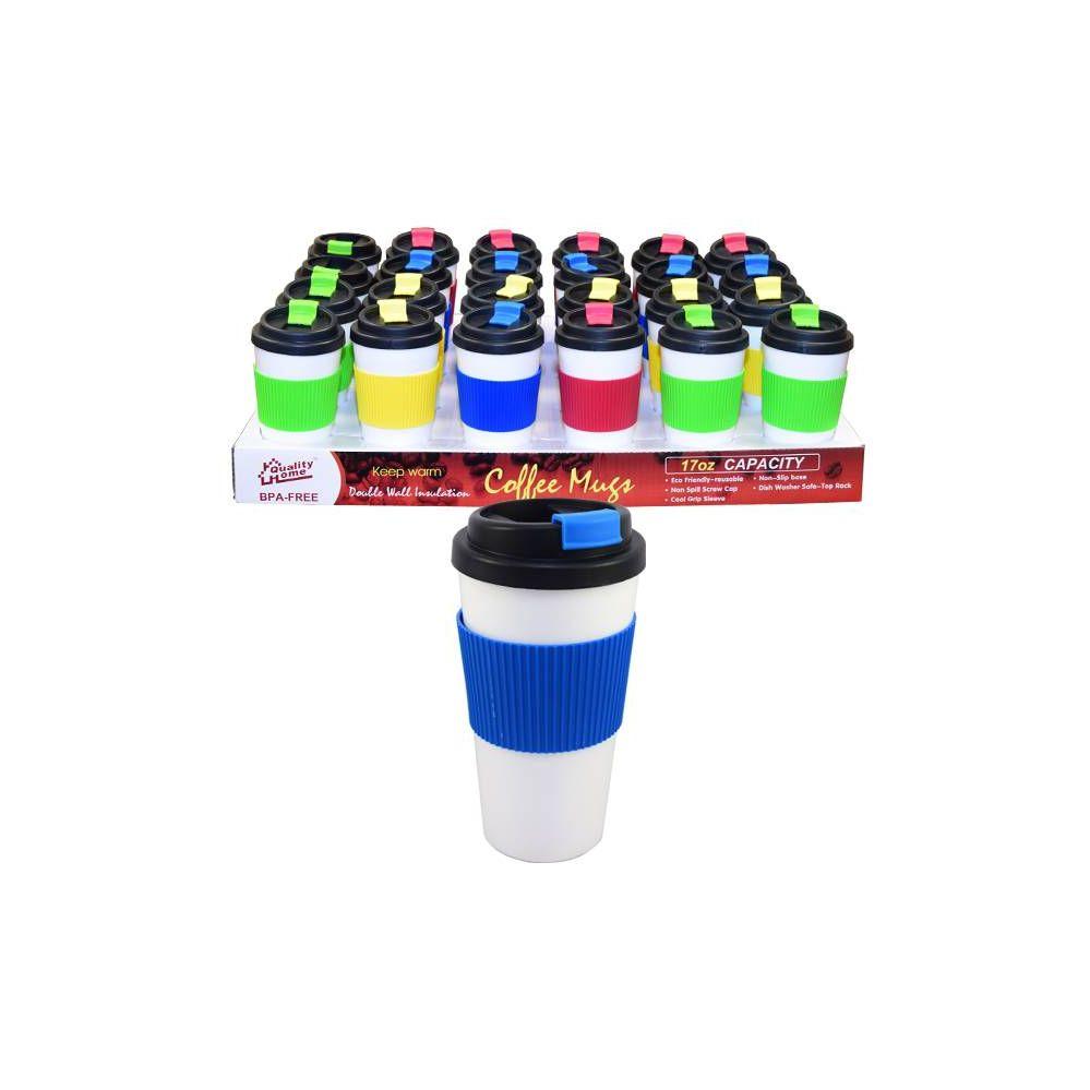 24 Wholesale Coffee Mug Double Wall 16oz Solid Colors image