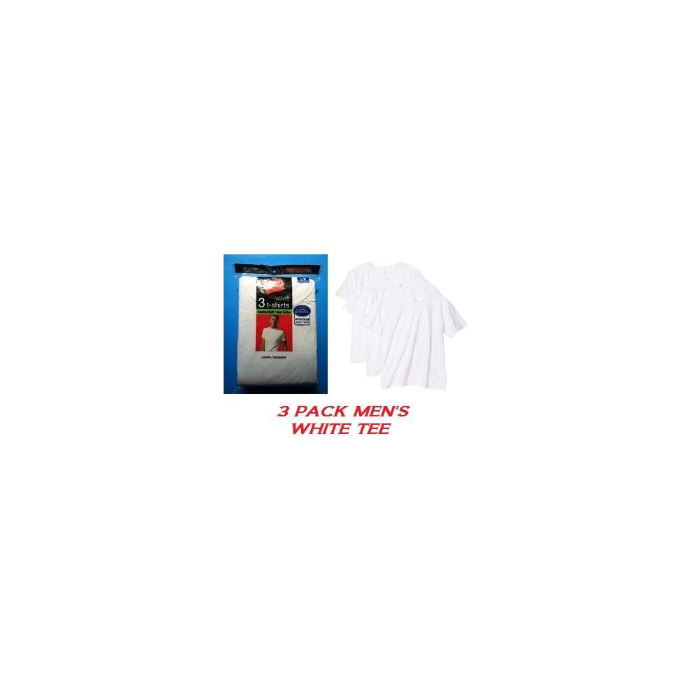 24 Wholesale Hanes 3 Pack Men's White Crew Neck T-Shirt - Slightly Imperfect Size Large image