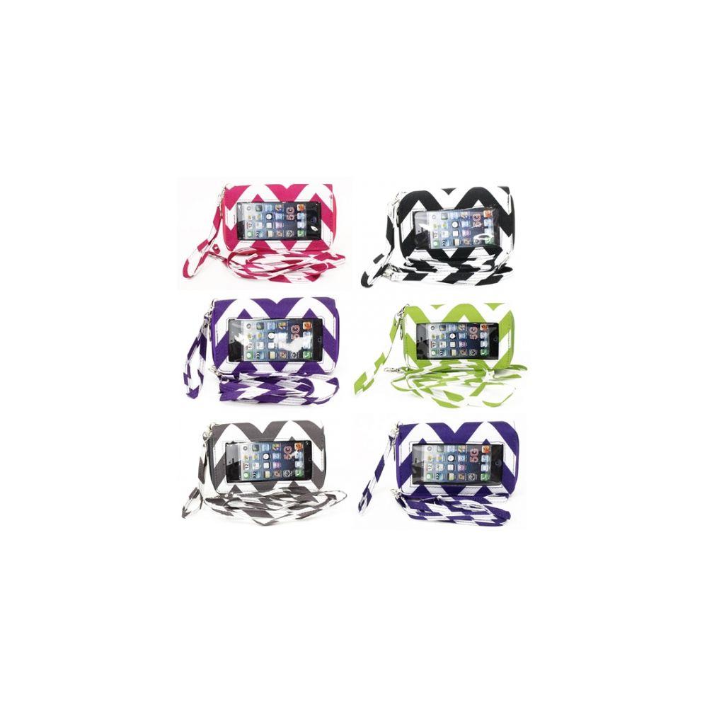 120 Wholesale Smooth Solid Finish Colors 2 Zip Cell Phone Wallet With Window image