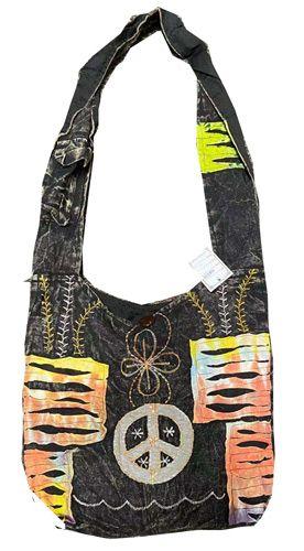 5 Wholesale Peace Sign Razor Cut Handmade Hobo Bag image