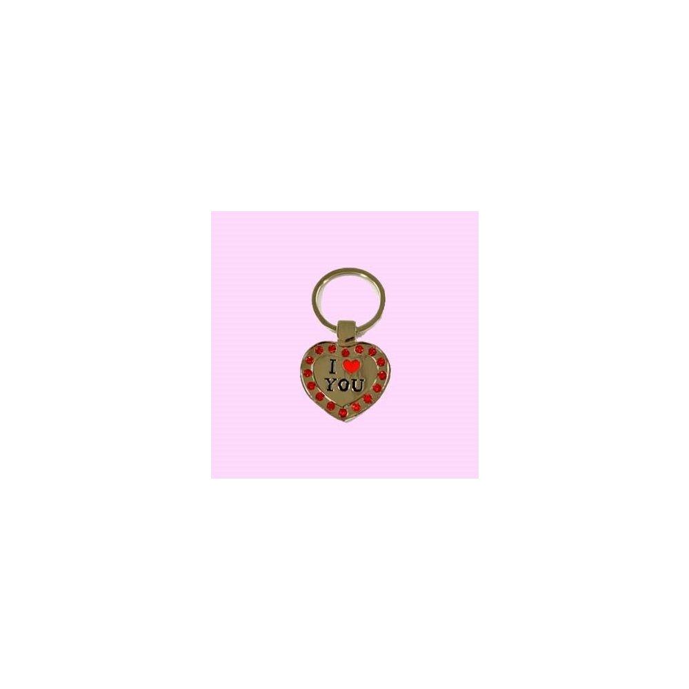 48 Wholesale Keychain 'i Love You' Heart Wstone image