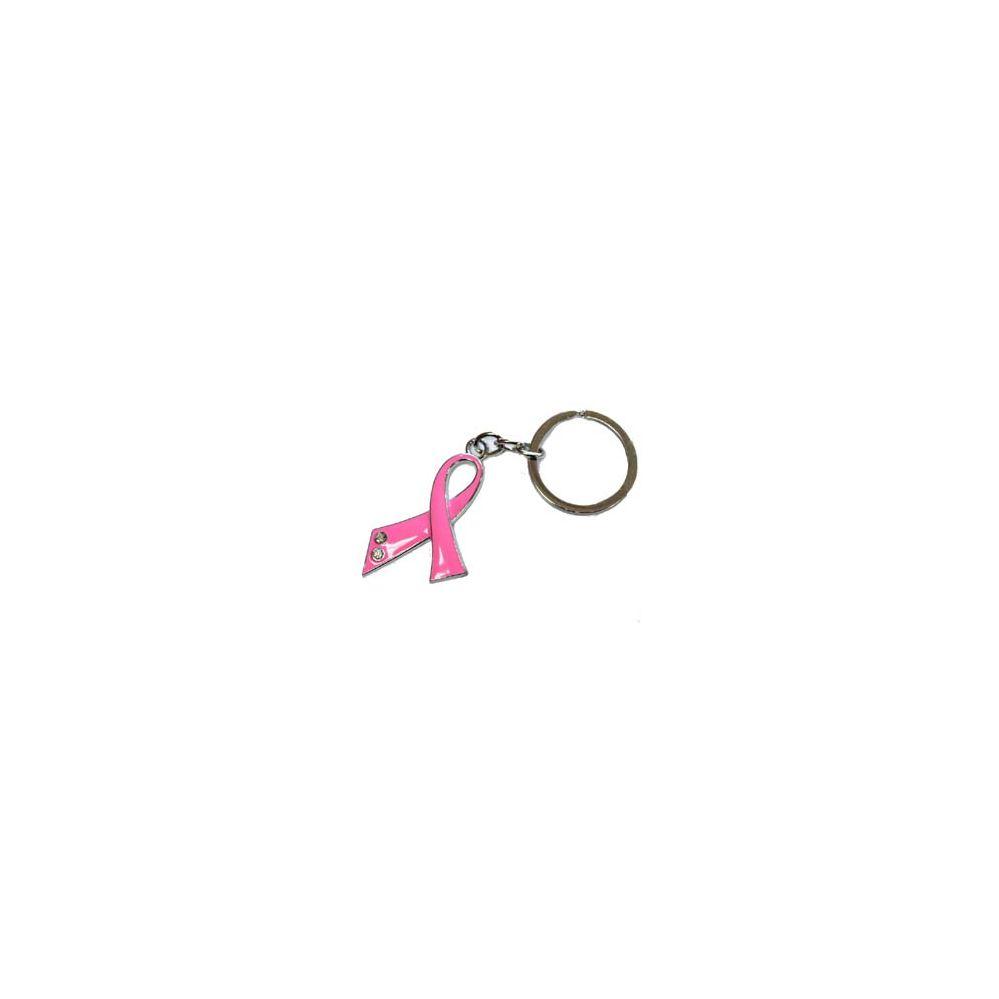 96 Wholesale Pink Ribbon Keychain image