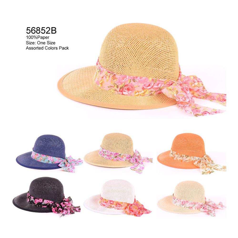 24 Wholesale Flower Ribbon Sun Hat  image