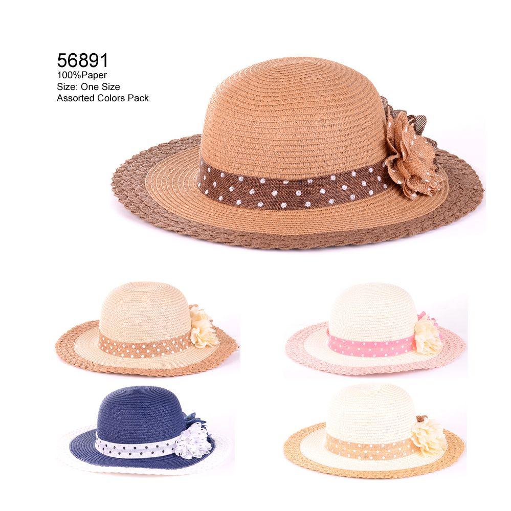 24 Wholesale Polka Dot Ribbon Sun Hat image