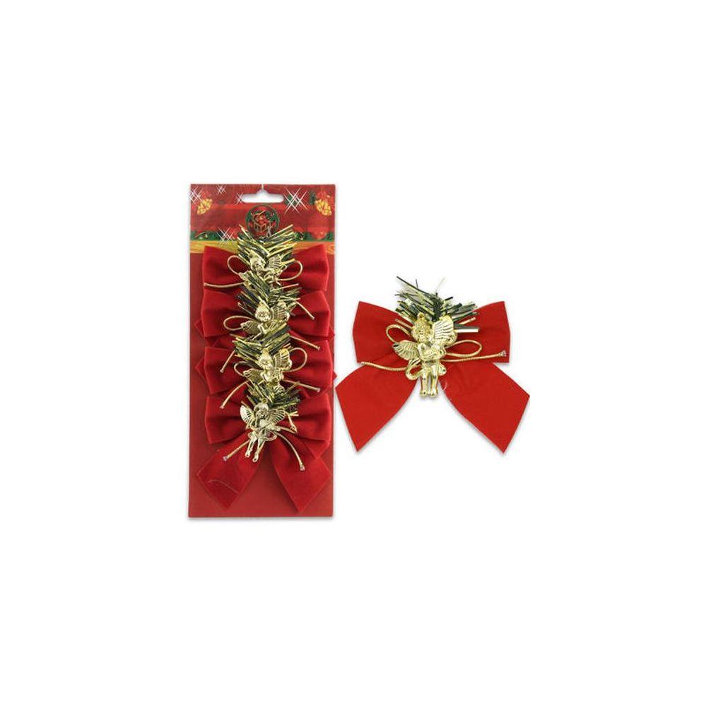 72 Wholesale 4pc Red Velvet Bows W Golden Angel image