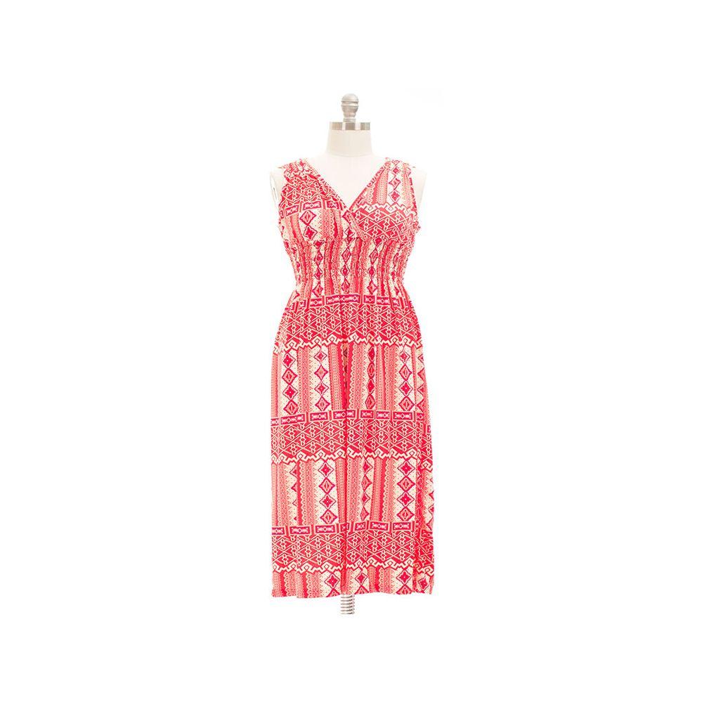 12 Wholesale Plus Maxi Smocked Dress Red  image