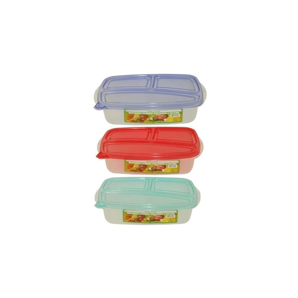 96 Wholesale 3 Sectionof Rectangle Food Container 3asst Clrs image