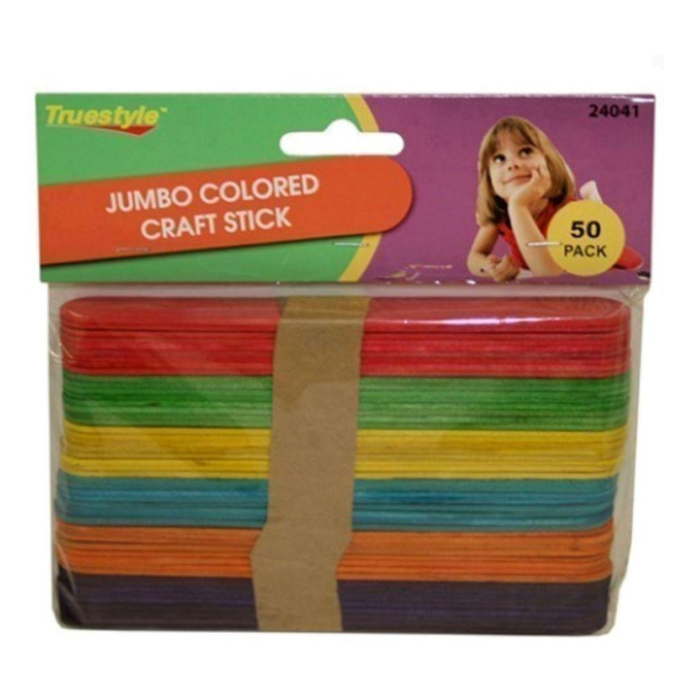 96 Wholesale 50pc Jumbo Colored Craft Sticks image