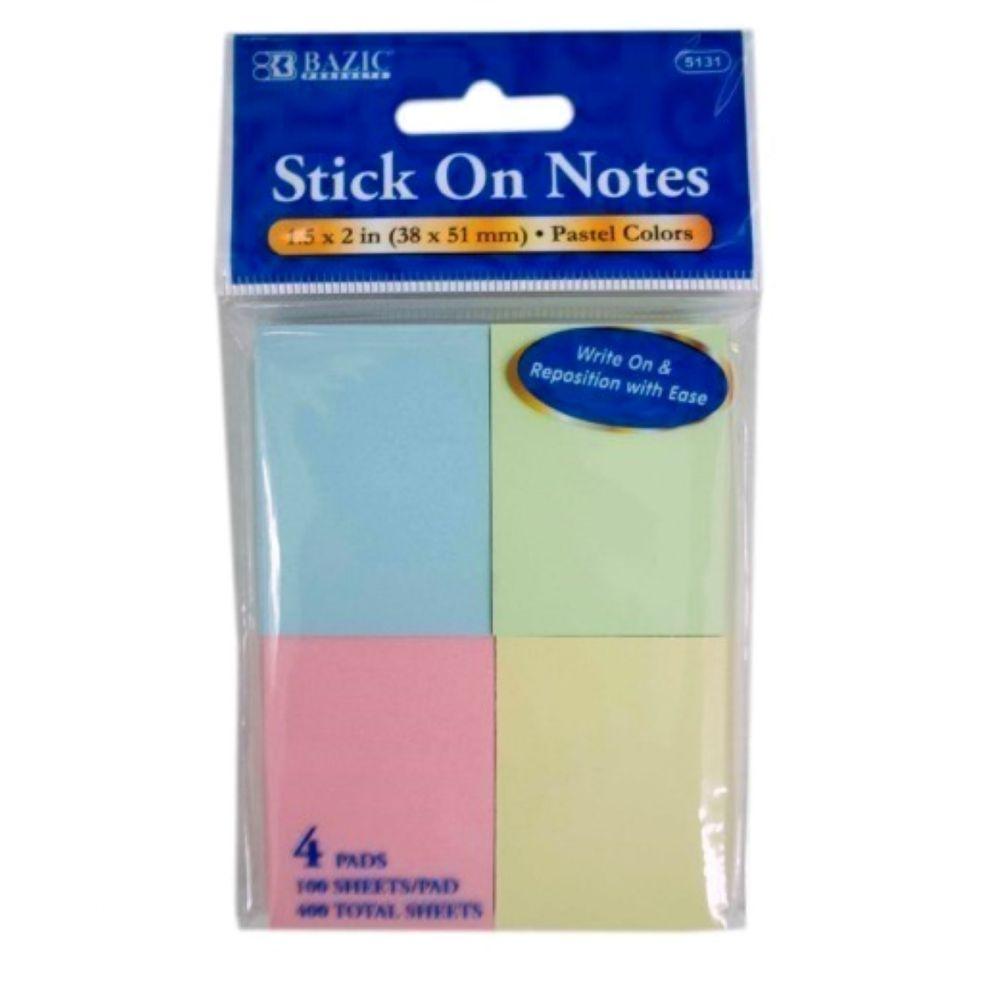 144 Wholesale Bazic 100 Ct 1.5x2 Stick On Note image