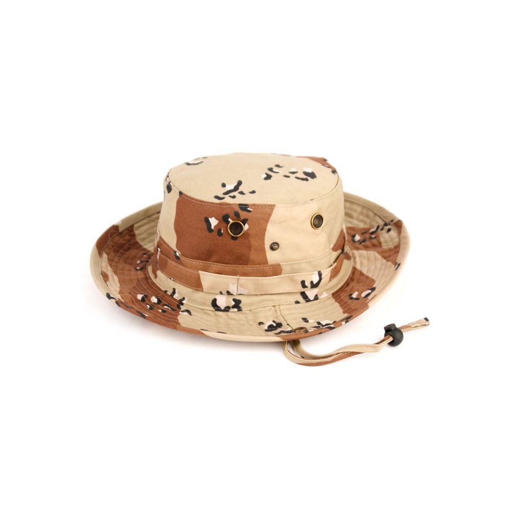 12 Wholesale Outdoor Cotton Bucket Hats With Strip In Camo Khaki image