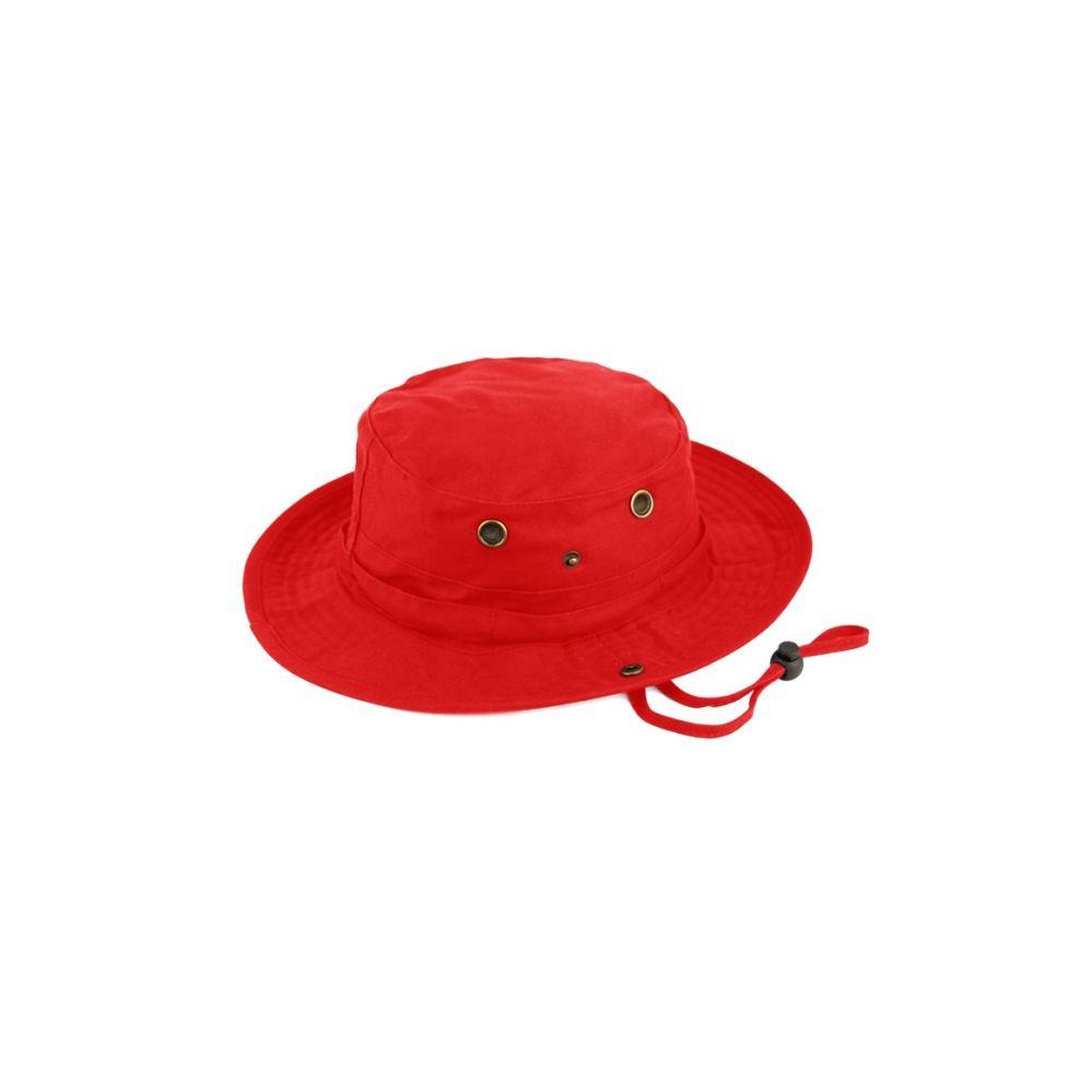 12 Wholesale Outdoor Cotton Bucket Hats With Strip In Red image