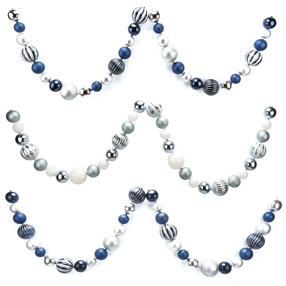 12 Wholesale Christmas Ball Garland Silver And Blue 4x5x8cm image