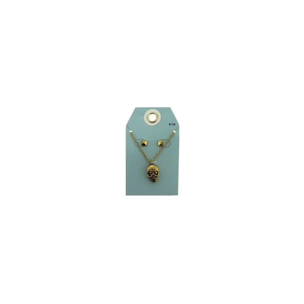 36 Wholesale Antique Style Gold Tone Skull Necklace And Earring Set image