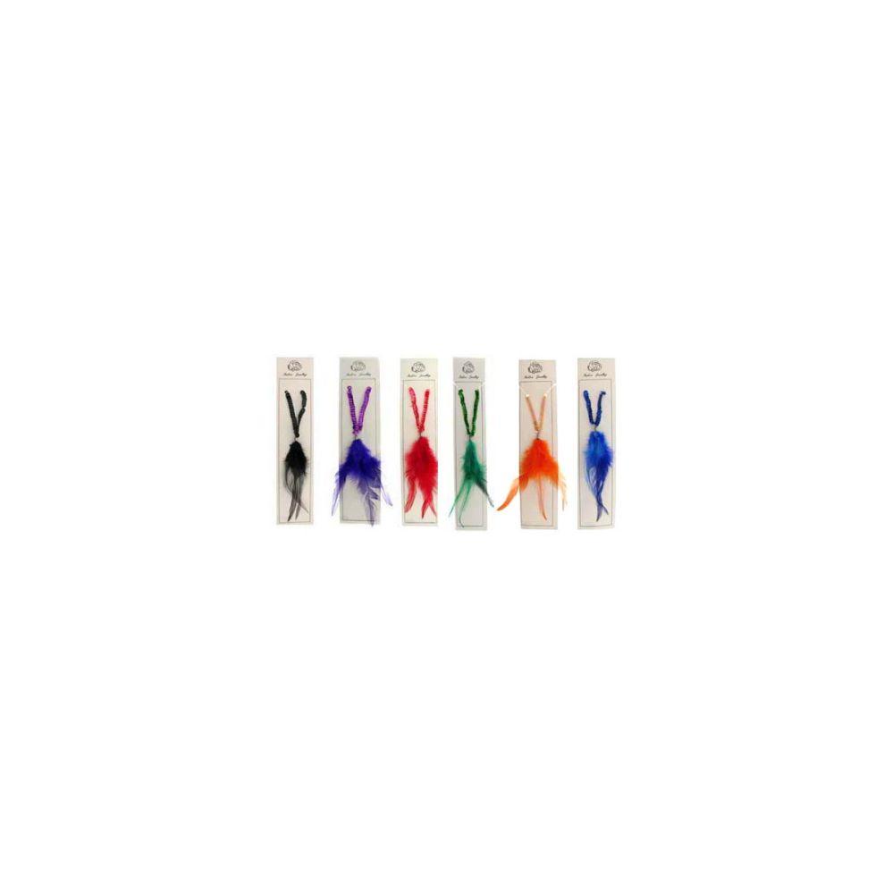 36 Wholesale Assorted Color Sequins With Feather Pendant Necklace image