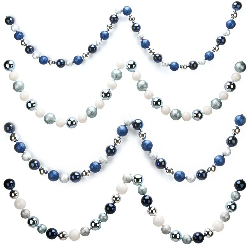 12 Wholesale Christmas Ball Garland Silver And Blue 5 And 6cm image