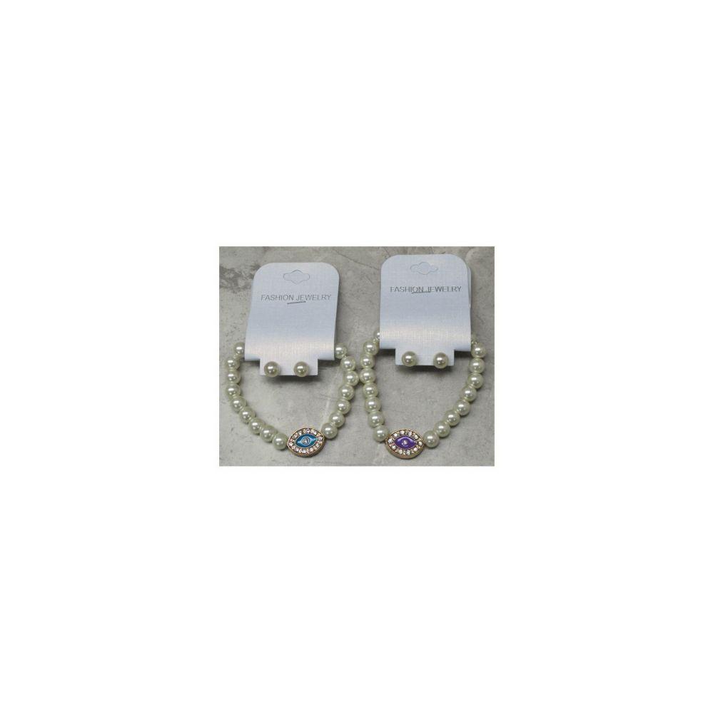 36 Wholesale White Beaded Bracelets With Stud Earrings image