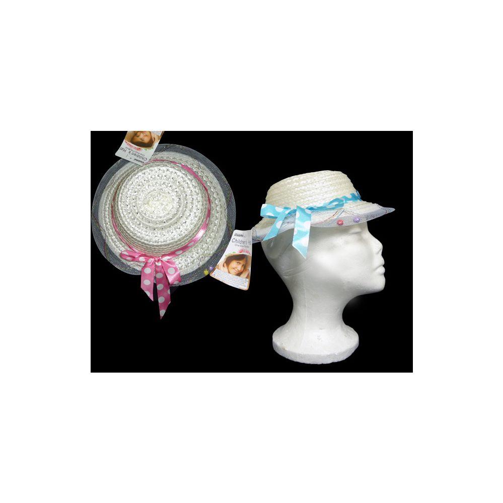 144 Wholesale 144 Children's Sun Hat With Polka Dot Ribbon image