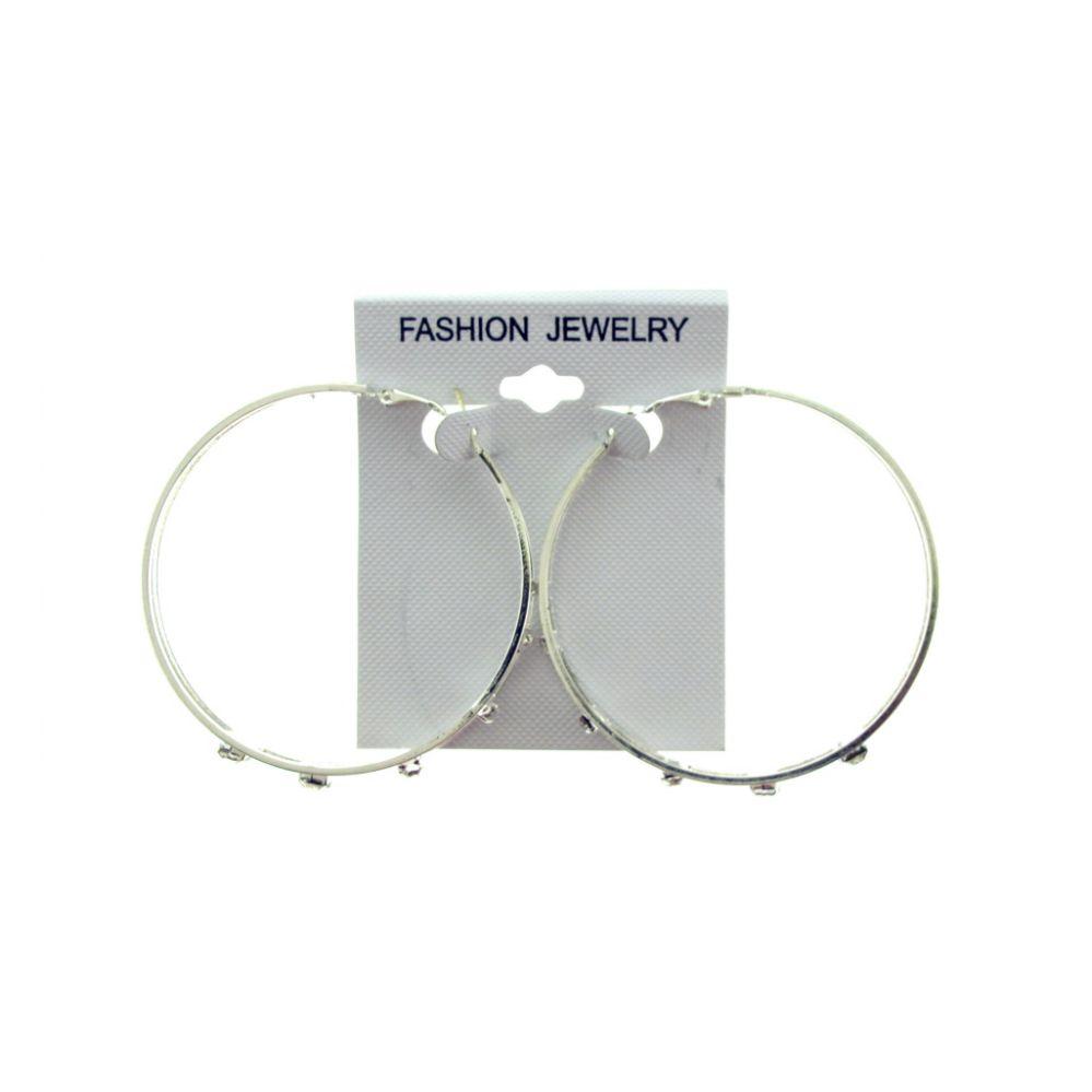 48 Wholesale Two And A Half Inch Hoop Earrings In Silver Tone image