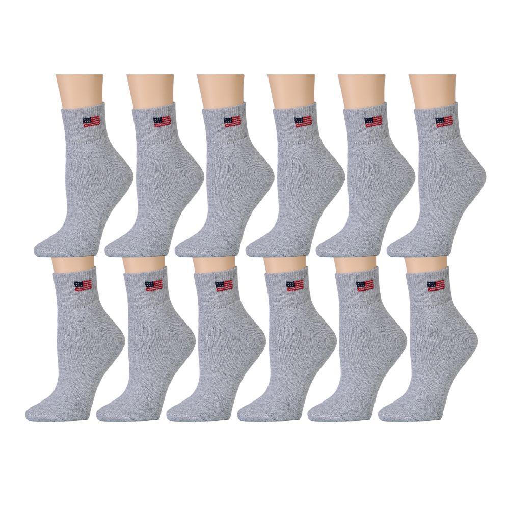 180 Wholesale 180 Wholesale Yacht & Smith Women's Usa American Flag Low Cut Ankle Socks, Size 9-11 Gray - WSD image