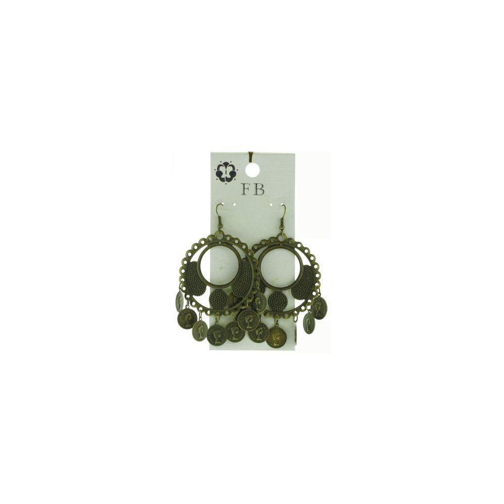 36 Wholesale Coin Dangle Antique Brass Look Earrings image