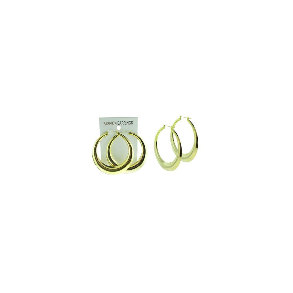96 Wholesale GolD-Tone PiN-Catch Puff Hoop Earring image