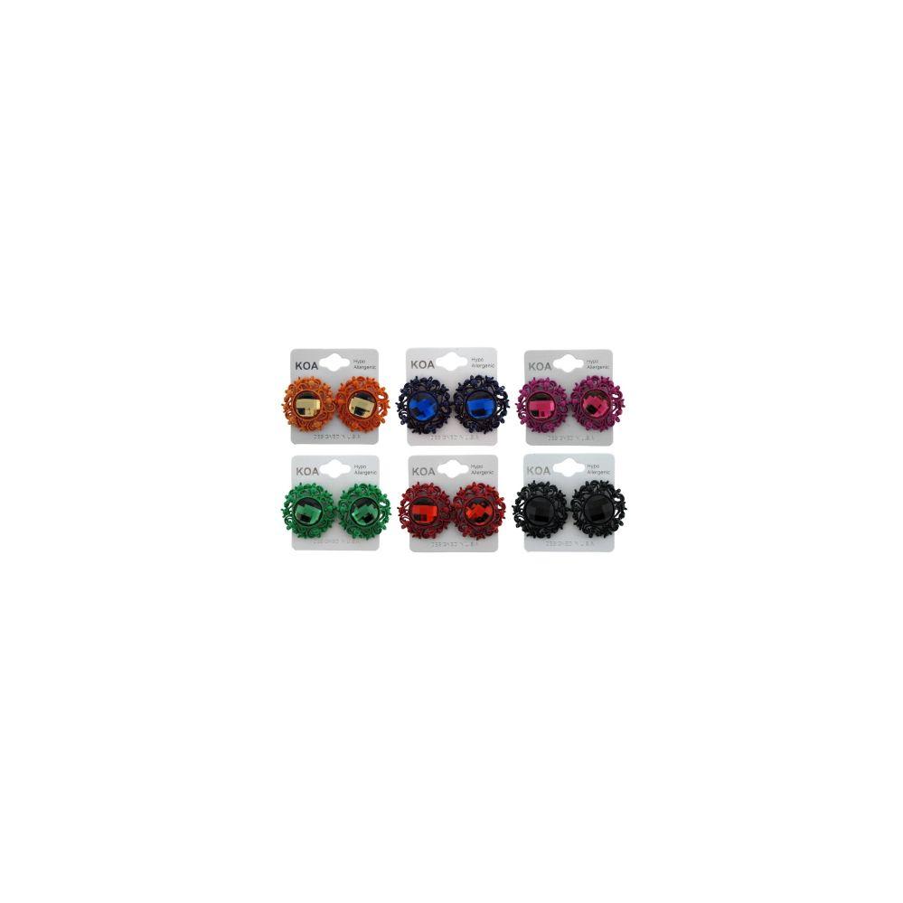 36 Wholesale Multi Color And Gold Tone Metal Stud Earrings image