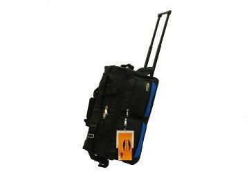 6 Wholesale E-Z Roll" 22" Rolling Duffel BaG-Black W/blue image