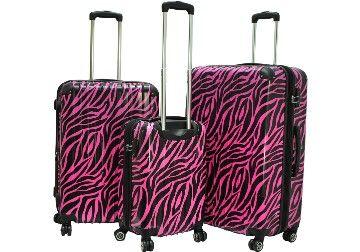 Wholesale E-Z Roll" 3pc Pink Safari Spinner Wheel Hardshell Luggage image