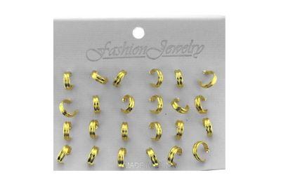 36 Wholesale Multiple Earring Set Small Gold Tone Hoop Earrings image