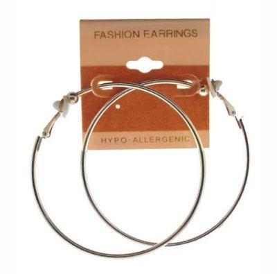 72 Wholesale SilveR-Tone CliP-Style Hoop Earring; 2 1/2 Inch Diameter; HypO-Allergenic image