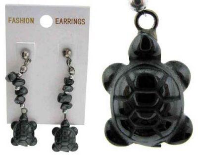 36 Wholesale Hematite Post Style Earring With Turtles image