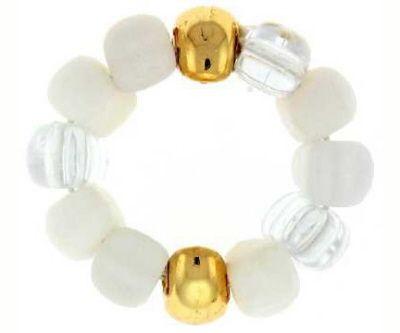 72 Wholesale White Beaded Hair Scrunchie image
