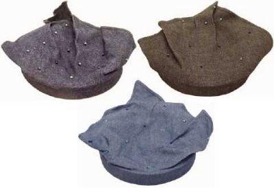 72 Wholesale Headband Scarf Assorted Shades Denim With Beads image