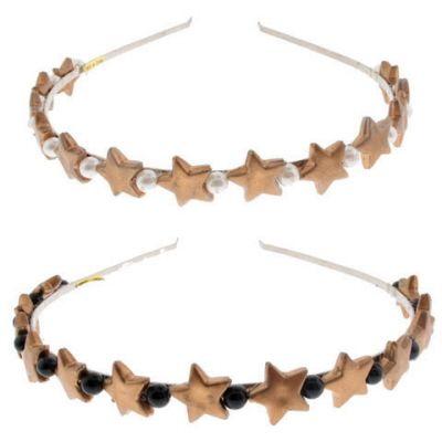 72 Wholesale Silver Wire Headband With Gold Stars image