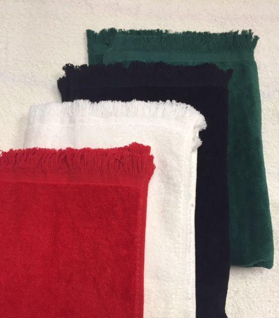 72 Wholesale Fringed Ends Fingertip Heavier Weight Terry/velour 12 X 18 Hunter Green image