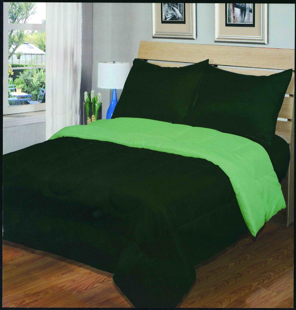 3 Wholesale Luxury Reversible Comforter Blanket King Size 101 X 86 Hunter Green Sage image