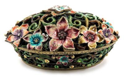 10 Wholesale Floral Filigree Designed Jewelry Box With Enamel Coloring image