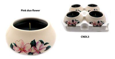 288 Wholesale 288 Ornamental Ceramic Candle With A Pink Flower Design image