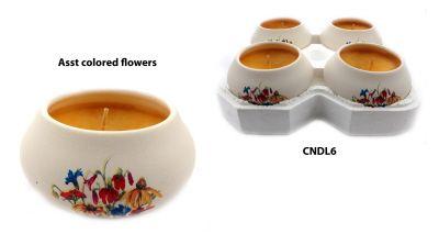 288 Wholesale Ornamental Ceramic Candle With An Assorted Colored Flower Design image