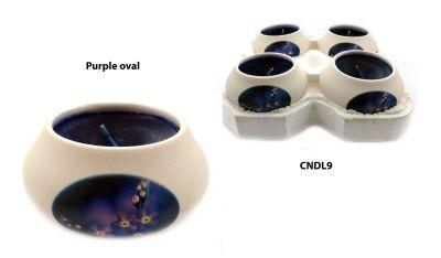 288 Wholesale 288 Wholesale Ornamental Ceramic Candle With A Purple Oval Flower Design - Wholesale Sock Deals image