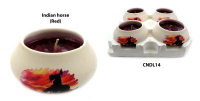 288 Wholesale 288 Wholesale Ornamental Ceramic Candle With An Indian On A Horse Silhouette Design (red Candle) - Wholesale Sock Deals image