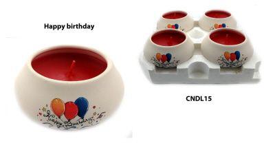 288 Wholesale Ornamental Ceramic Candle With A Happy Birthday Design image