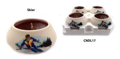 288 Wholesale Ornamental Ceramic Candle With A Painted Design Of A Skier image