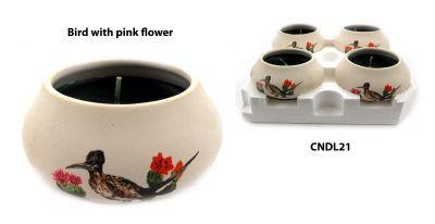 288 Wholesale Ornamental Ceramic Candle With A Bird And Flowers Design image