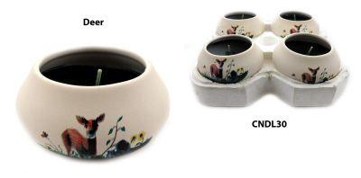 288 Wholesale Ornamental Ceramic Candle With A Painted Design Of A Deer In A Field image
